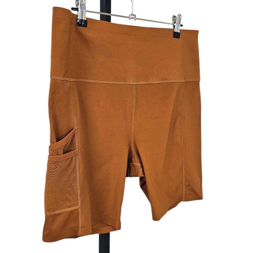 Knix Stashable Pocket Athletic Shorts, Thick Shaping Waistband, Rust, Size XXL - Picture 2 of 9
